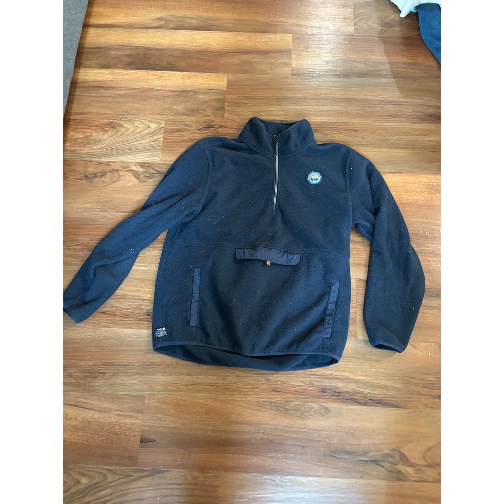 Hurley Mens Black Fleece Quarter Zip Pullover Anorak Jacket Kangaroo Pocket L